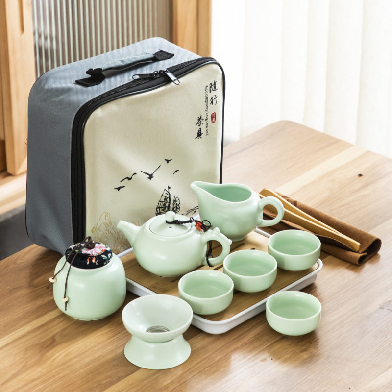 户外式旅行功夫茶具套装陶瓷茶器一壶四杯整套礼品印logo