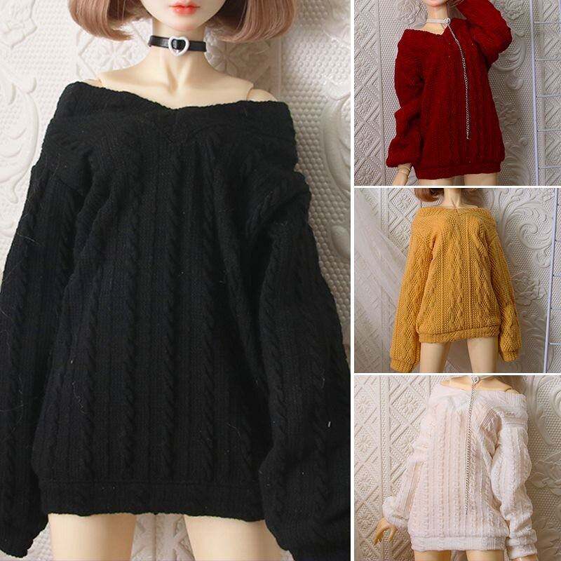 bjd346分娃衣服30 45 60厘米娃娃便宜衣服露肩一字肩毛衣三四六分
