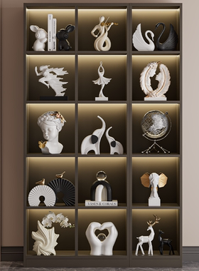 高级感现代家居客厅酒柜全套摆件