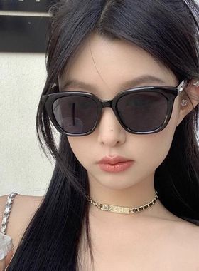 防紫外线太阳眼镜复古五角星方形框墨镜女高级感显瘦适配圆脸大脸