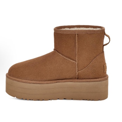 UGG 牛剖层革牛反绒 舒适迷你厚底短筒雪地靴女款栗色1134991-CHE