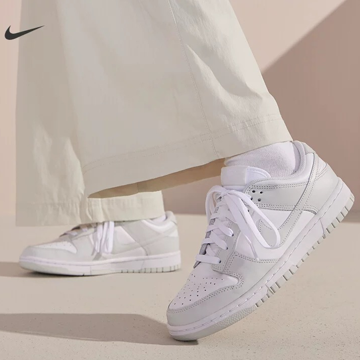 Nike/耐克Dunk牛皮革低帮耐磨板鞋休闲鞋男女款灰白DD1391-103