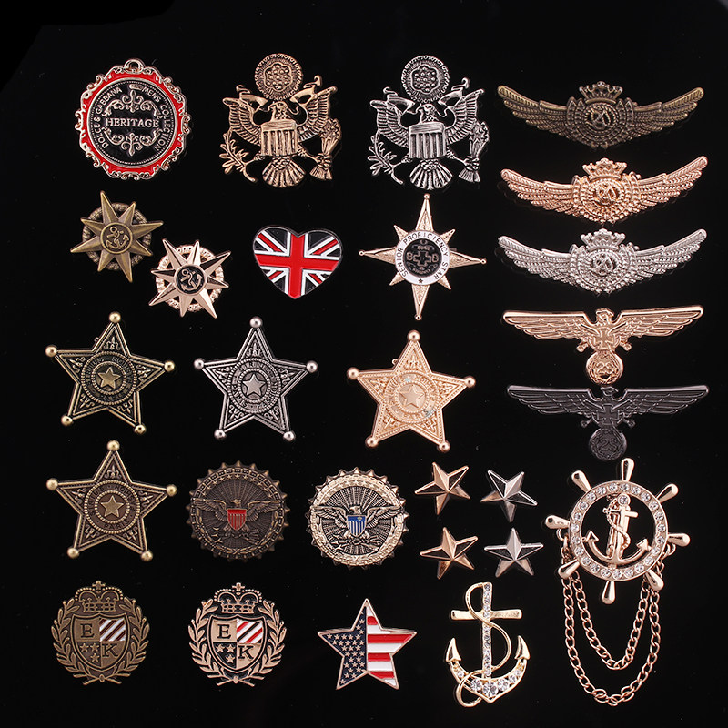 韩版时尚英伦复古五角星米字旗皇冠翅膀合金胸章胸针胸牌男女徽章,饰品/流行首饰/时尚饰品新,胸针,淘宝优惠券,粉丝福利购,淘宝优惠卷