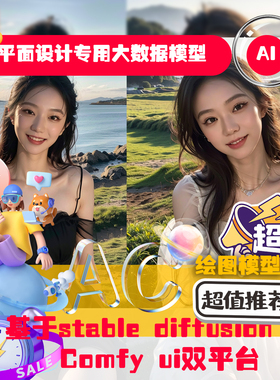 Ai生成式平面设计3大数据模型Ai出图人工智能webui comfyui专用