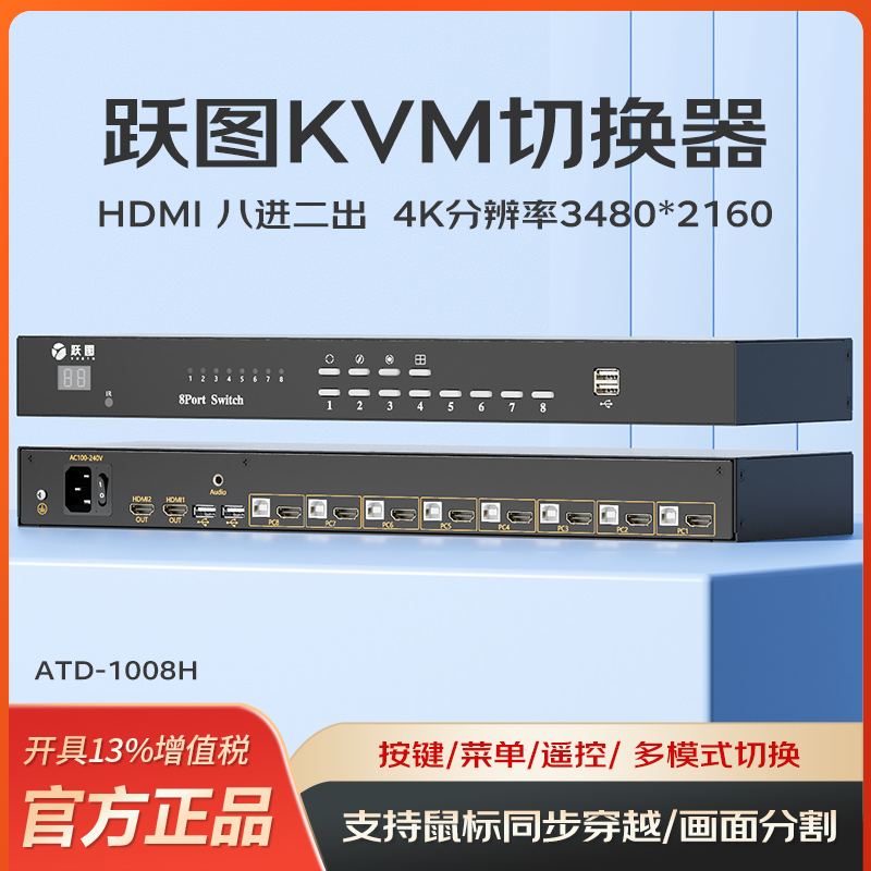 KVM切换器支持键鼠同步/分屏