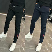 显瘦加厚卫裤 男欧货高档束脚休闲裤 子潮牌修身 春季 弹力小脚运动裤