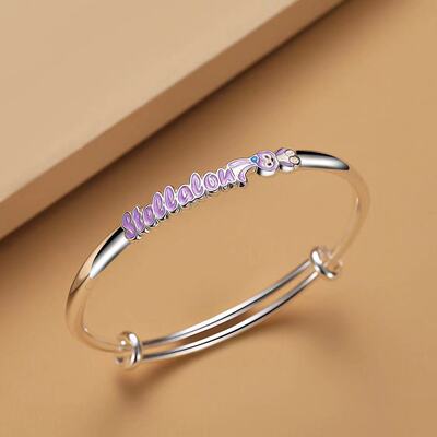 日韩纯银儿童宝宝手镯推拉银手环