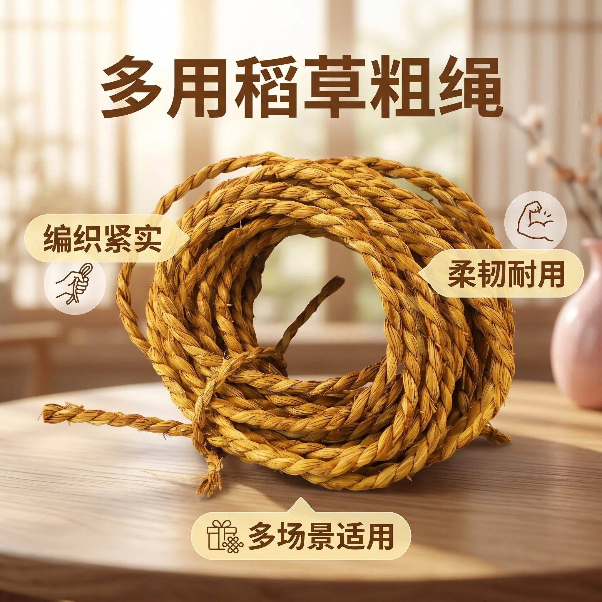 糯稻草粗绳手工装饰软装挂饰缠绕