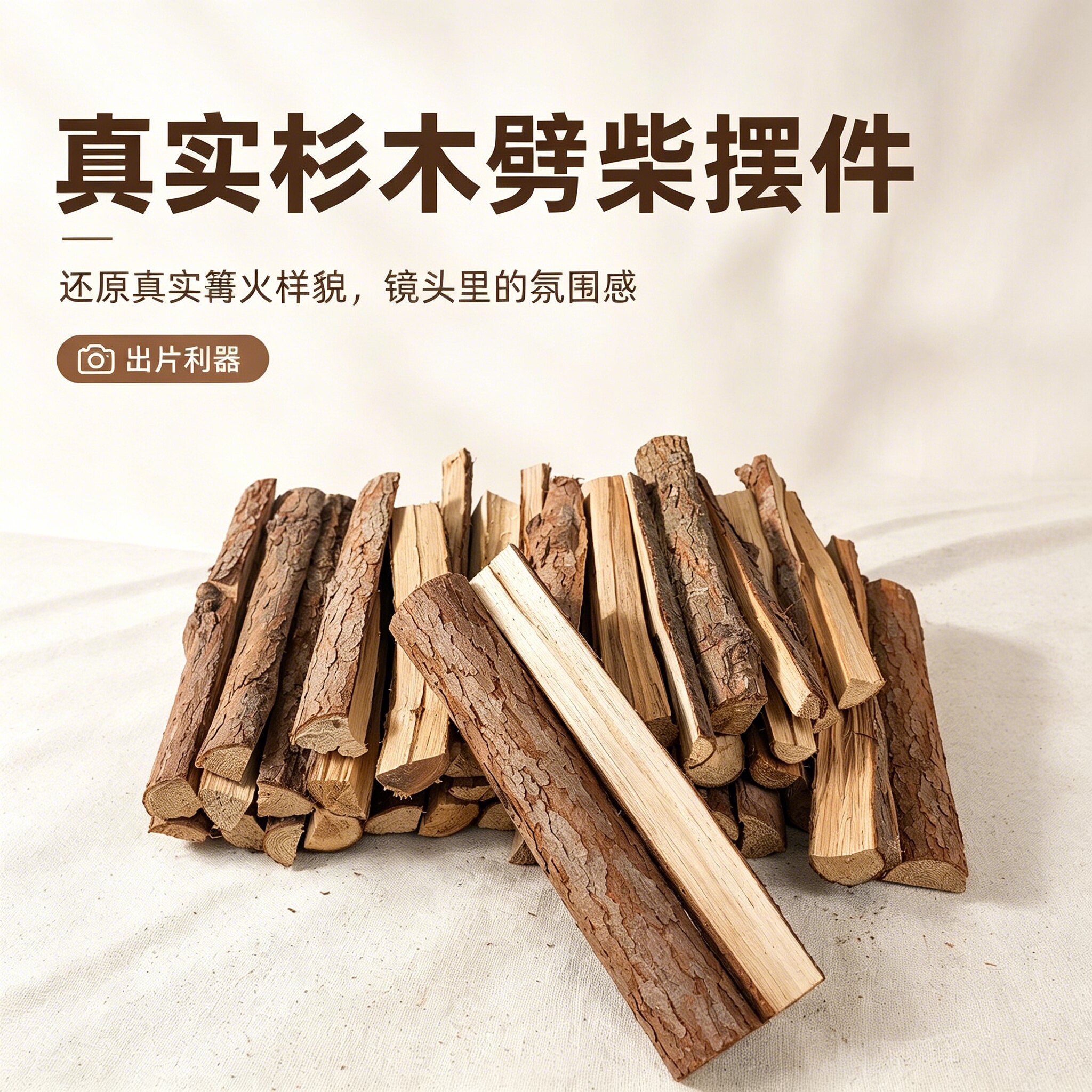 杉树枝劈柴摆件花盆围边露营燃料