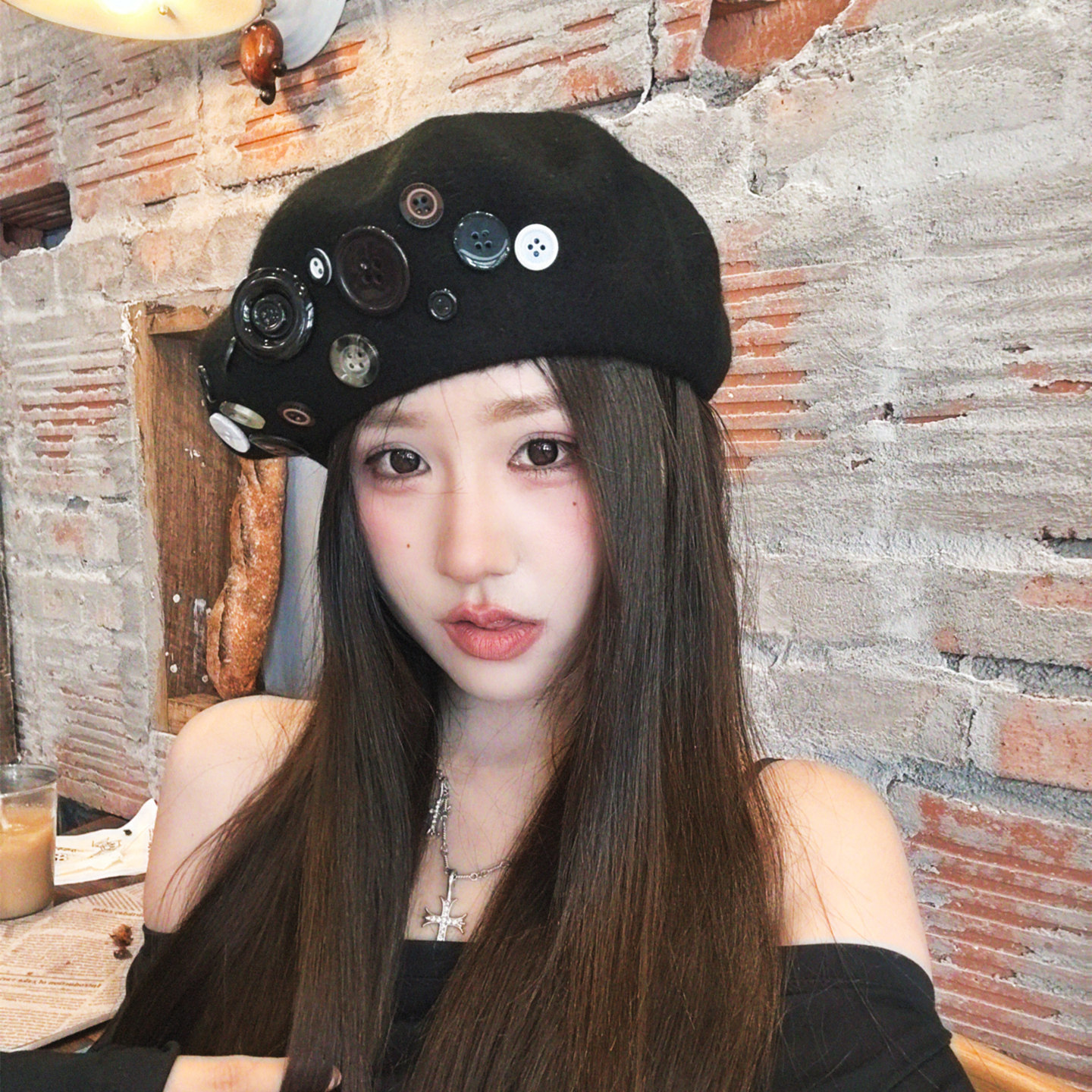 纽扣贝雷帽子女秋冬显脸小复古气质羊毛毡帽新款洋气百搭画家帽潮,服饰配件/皮带/帽子/围巾,帽子,淘宝优惠券,粉丝福利购,淘宝优惠卷