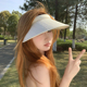 百搭无顶太阳帽潮 户外遮阳帽时尚 发箍式 小香风珍珠空顶帽子女夏季