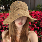 草编渔夫帽女夏季 韩版 透气遮阳防晒显脸小草帽海边沙滩度假太阳帽