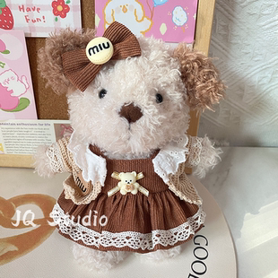 娃衣20cm卷毛jellycat18cm潦草小狗短腿毛绒玩偶公主裙发夹娃围巾