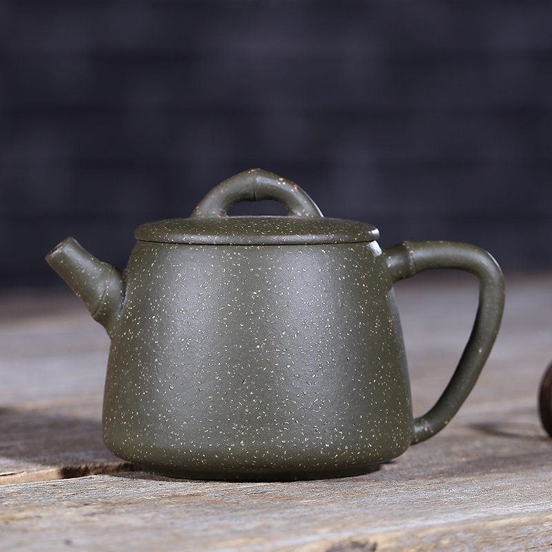 宜兴紫砂壶 手工原矿绿泥 竹节壶