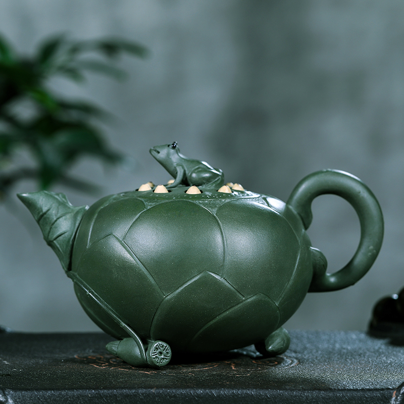 原矿绿泥手工正品宜兴紫砂壶青蛙