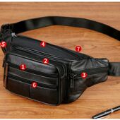 真牛皮 腰包头层牛皮工地耐磨腰包防盗手机包大容量斜挎单肩包