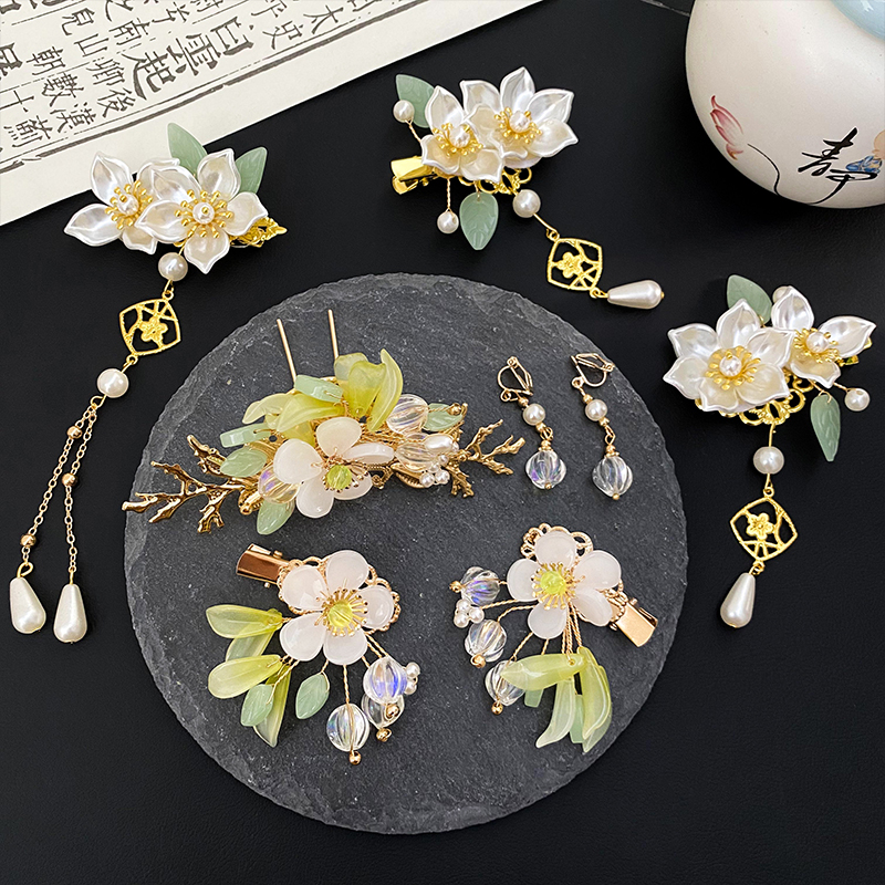 儿童汉服头饰小女孩古风花朵发夹