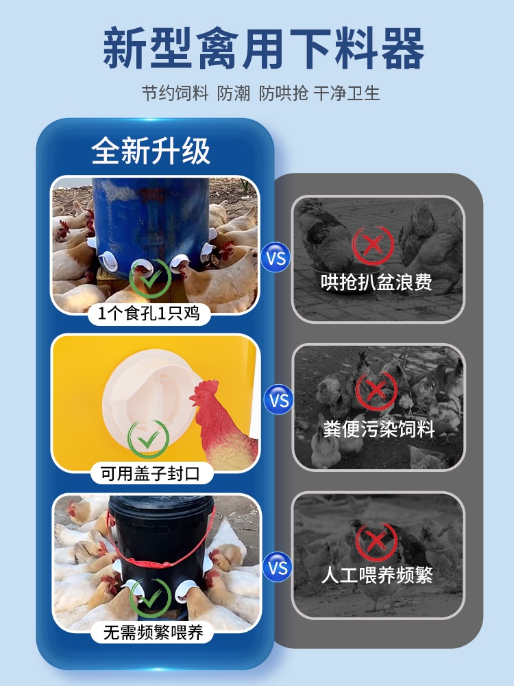 Feeding chicken trough poultry automatic feeding artifact feeder feeder anti-spill anti-bird feed bucket duck chick drinking water drinker