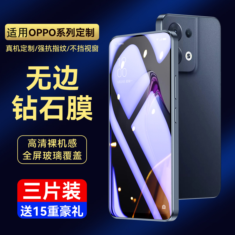 opporeno8系列高清防摔钢化膜
