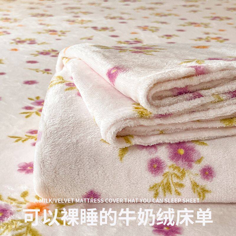 床上用品加厚绒被单卡通保暖牛奶绒单床单学生宿舍冬季床单三件套