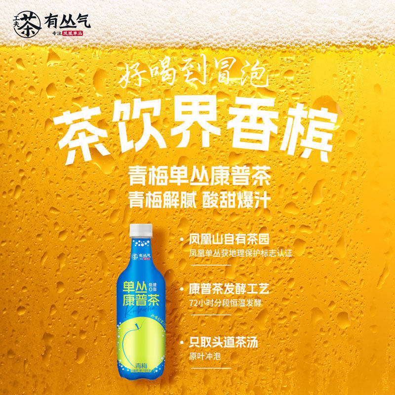 【清仓】有丛气清爽解腻0脂青梅单丛康普茶饮料500ml果汁汽泡茶