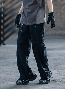 BREAK MIX 户外防水冲锋裤男潮牌防风伞兵直筒工装裤迷彩阔腿裤女