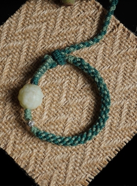 归林系列 |和田玉绣球925银纯手工编织可调节男女款送礼物不撞款