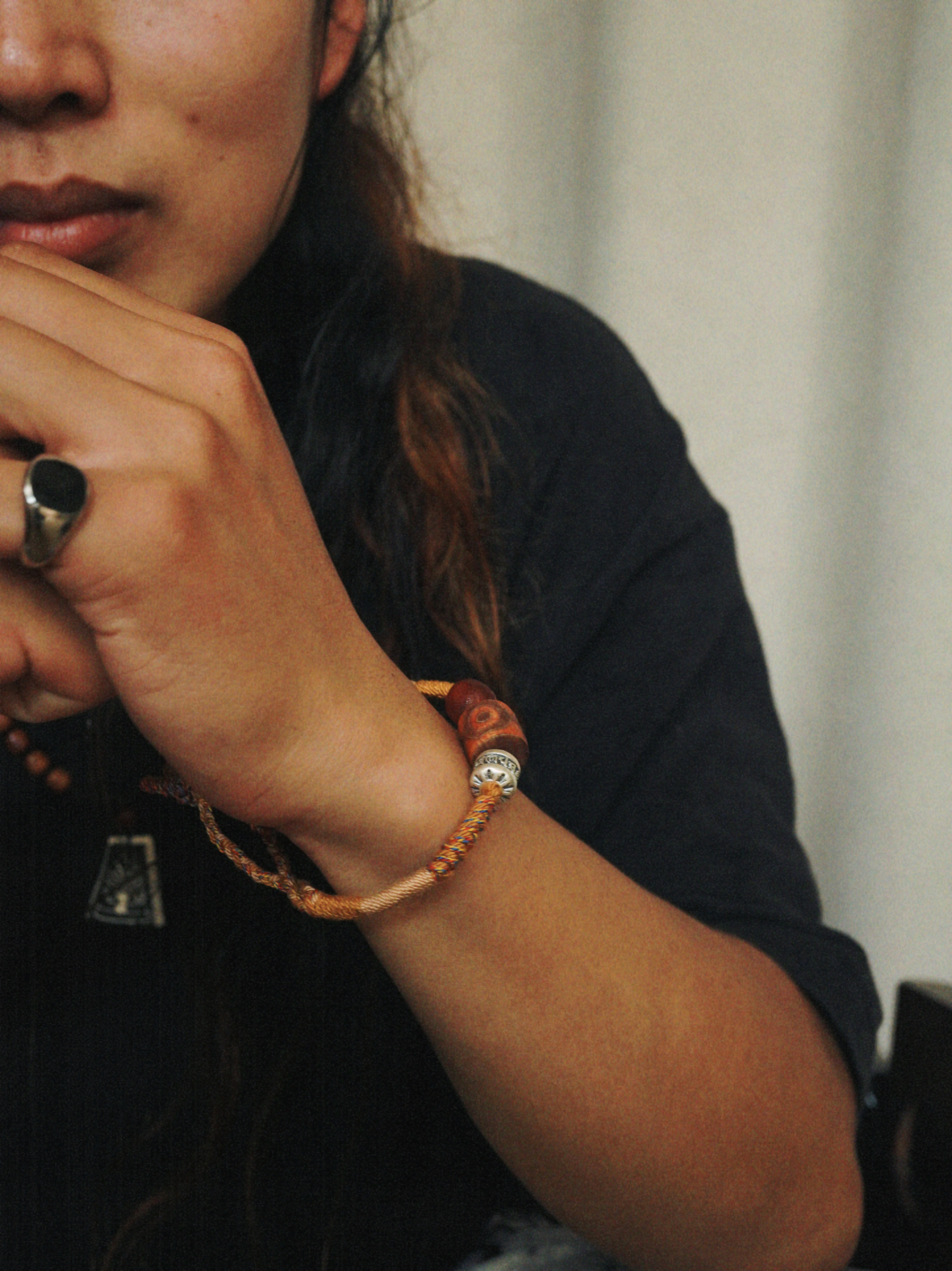 三眼天珠藏式编织手绳复古民族风小众西藏可调节原创手作手链异域