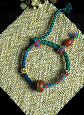 归林系列 |一线天玛瑙枣珠蜜蜡可调节手工编织手绳送礼不撞款原创