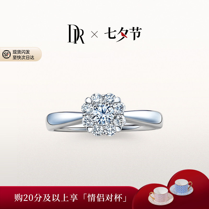 DRBELIEVE爱的捧花求婚钻戒钻石戒指群镶天然钻石A16023