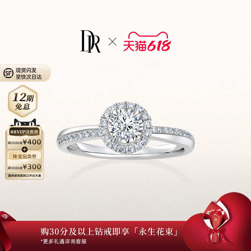 【618礼物】DRTRUELOVE一生相随简奢求婚钻戒钻石戒指铂金WJ0300
