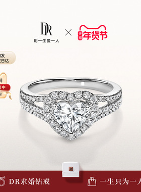 DRHEART奢华浪漫款求婚钻戒心形群镶结婚铂金A16016