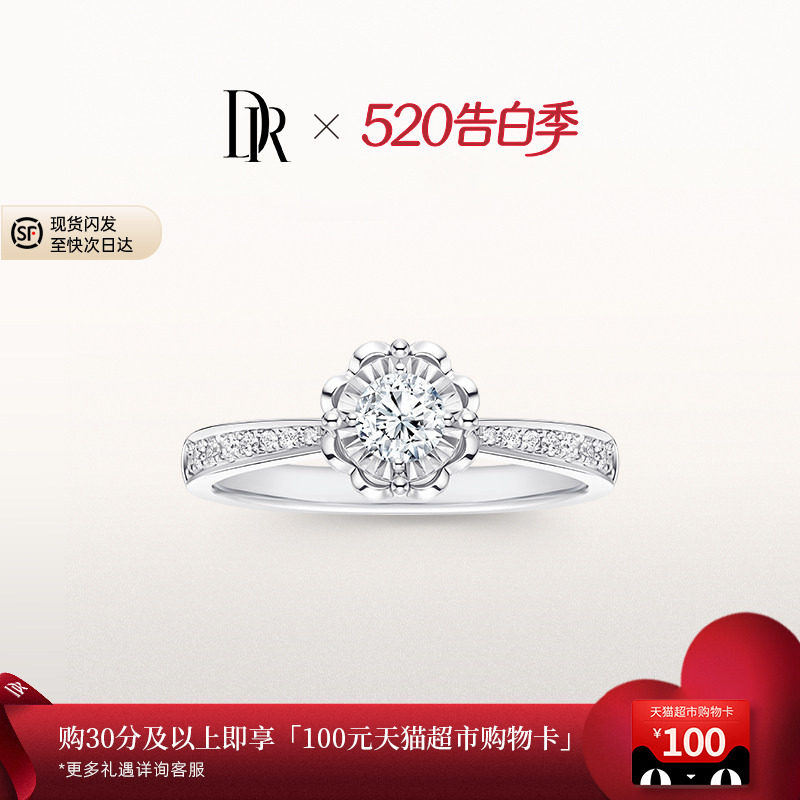 DRBELIEVE雪心印记简奢款求婚钻戒女群镶结婚钻石戒指WJ0117