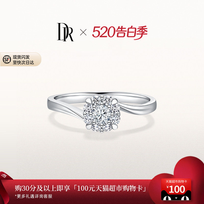 DRBELIEVE浪漫捧花求婚钻戒结婚群镶钻石戒指碎钻J10206