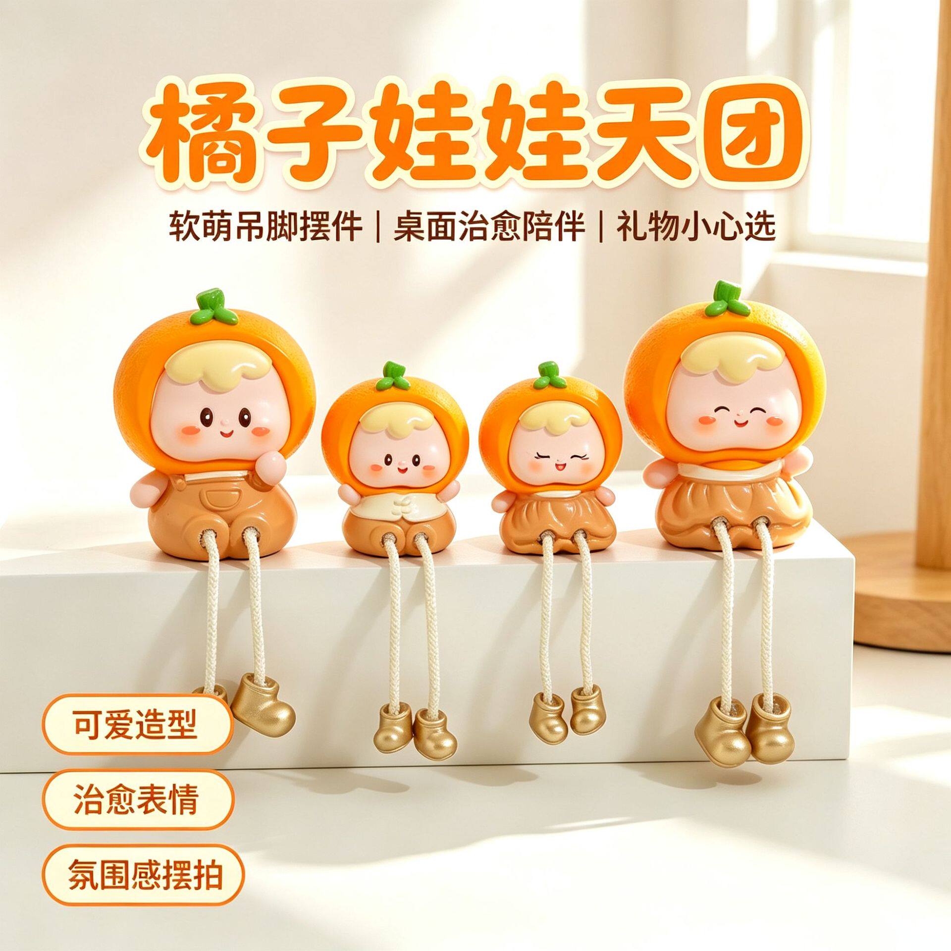 厂家直销水果橙子吊脚娃娃田园系列家居摆件卧室玄关创意装饰品