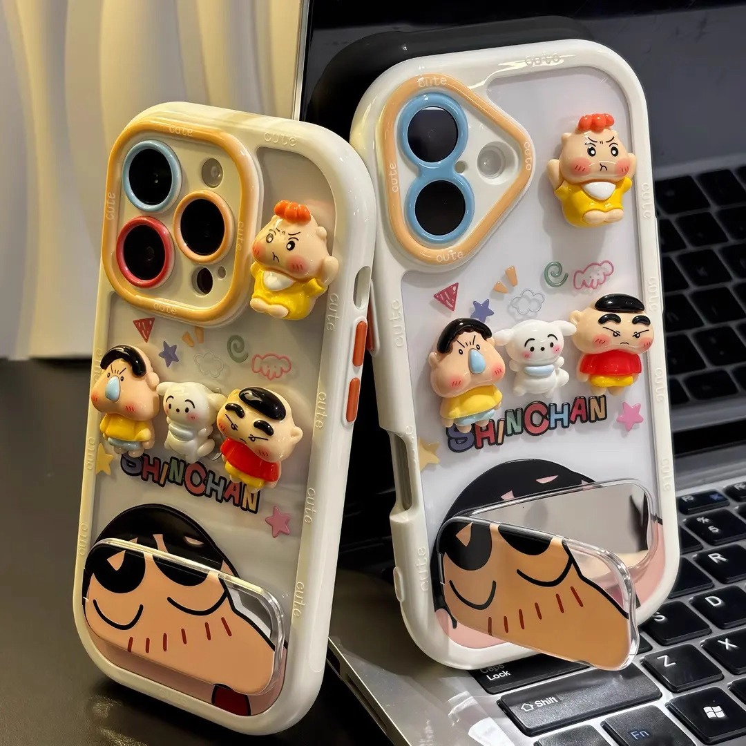 趣味立体小新公仔适用苹果16promax手机壳华为pura70新款mate60卡通OPPOReno13女vivos30荣耀300小米15小众14