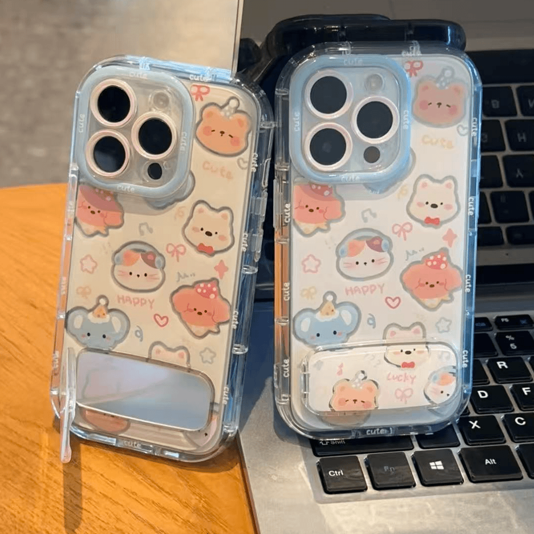 满屏猫狗小象镜子支架适用于苹果