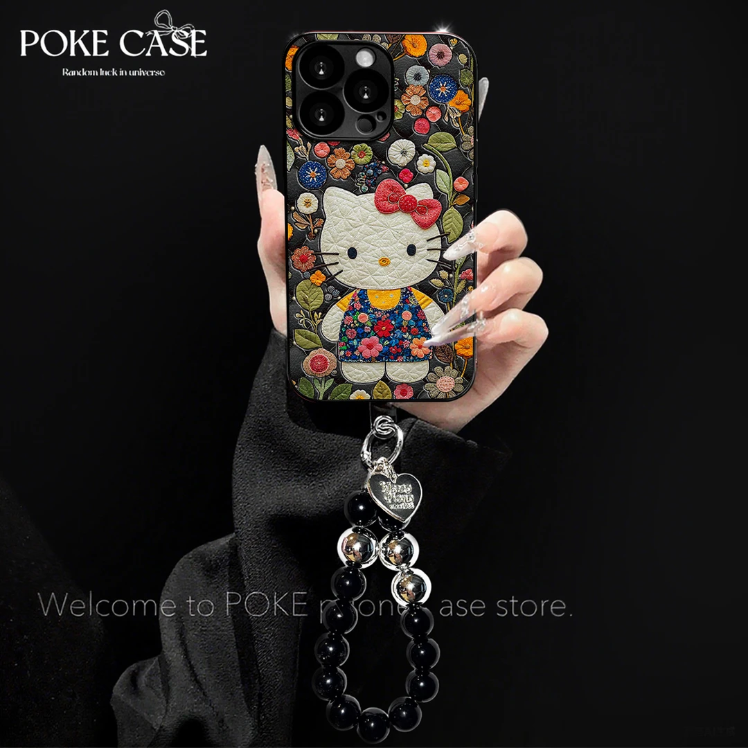 皮质园丁KT猫适用苹果华为手机壳