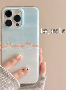 ins风排队小金鱼适用苹果16手机壳iphone14promax新款PURA70华为MATE60pro保护套VIVOS20女OPPORENO13小米15