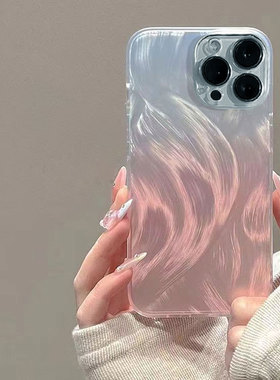 渐变羽纱适用苹果15promax手机壳iphone14新款13pro夏12mini新款11高级x/xr女xs max保护套6s/7/8plus超火se3