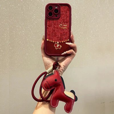 红色幸运小马适用苹果华为手机壳