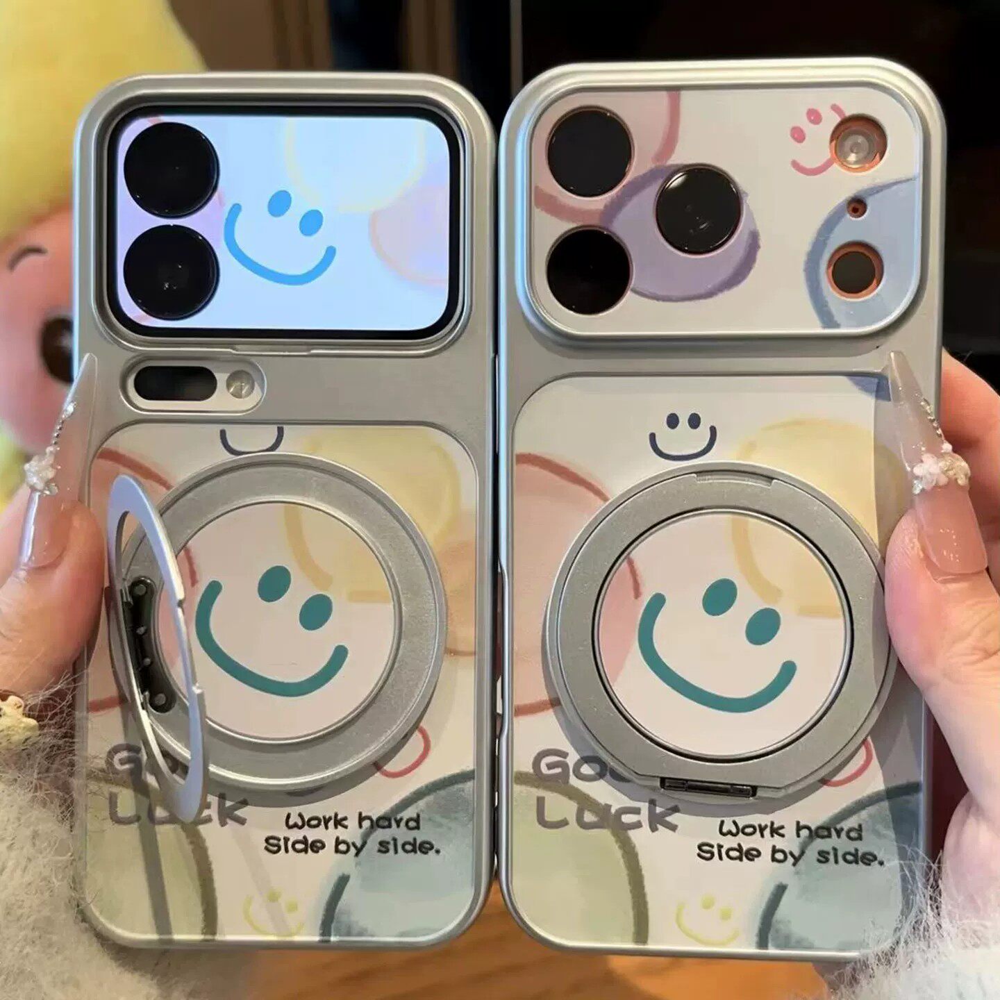 彩色笑脸适用iPhone17promax手机壳华为mate70pro新款荣耀500创意OPPORENO15全包女VIVOx300小米红米秒变17