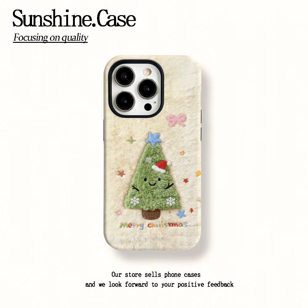 菲林毛绒圣诞树适用于苹果手机壳