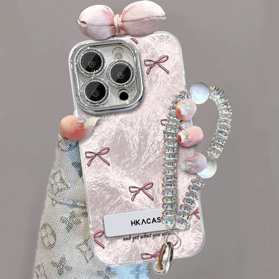 粉色蝴蝶结适用苹果16手机壳