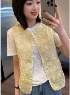 新中式国风背心马甲女新款