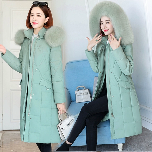 Длинный зимний пуховик с пухом, куртка, средней длины, коллекция 2022, увеличенная толщина, большой размер