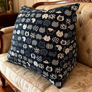 床头大靠垫沙发抱枕办公室棉麻帆布腰靠背床上老粗布三角靠枕腰枕