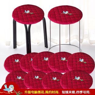 圆凳子套罩圆形凳子套罩绑带四季坐垫圆凳垫子松紧凳套超厚板凳套