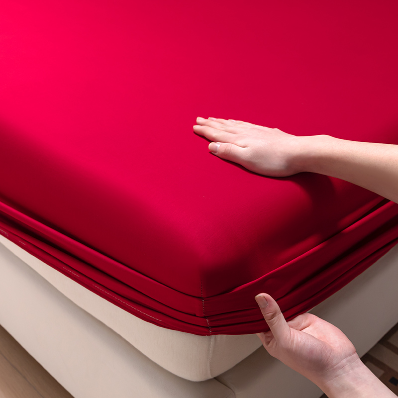 2025年新款结婚婚庆大红色床罩床笠单件席梦思防滑床品保护罩全包