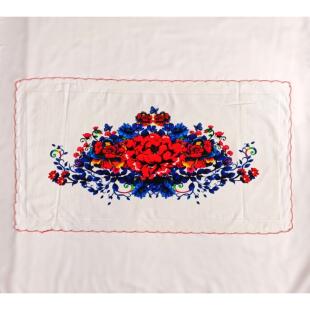 新款老式枕巾少数民族帕子纯棉数码印花头巾(银丝月牙边)87*48cm